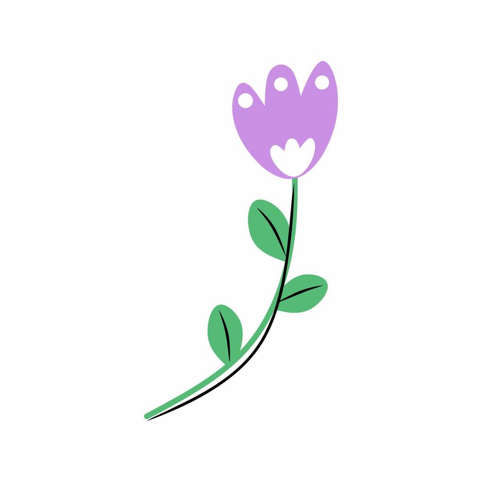 Cute doodle cartoon flower isolated on white background vector