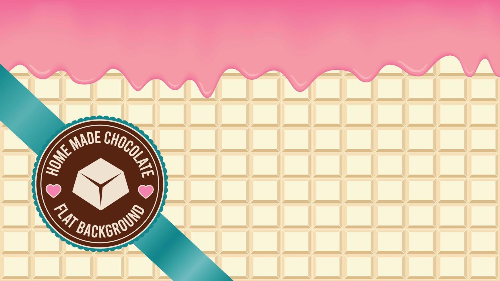 fondo de pantalla de chocolate blanco con gotas de caramelo rosa vector