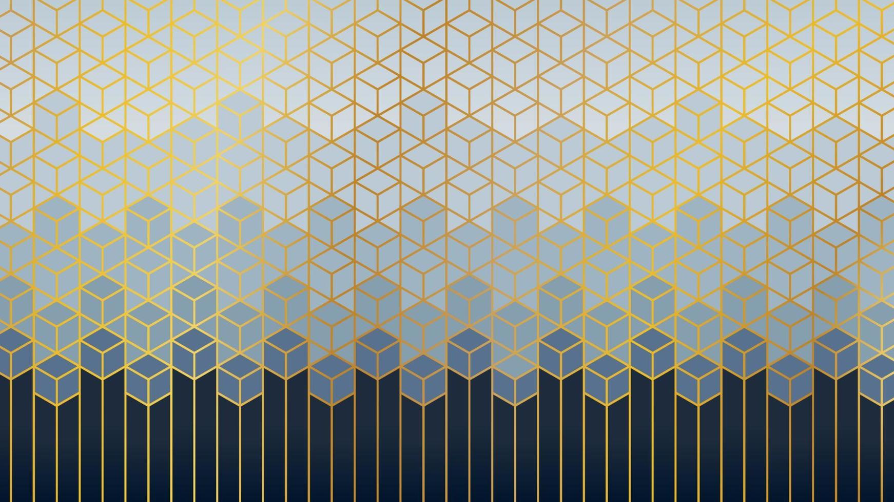 hexagon geometric background pattern metallic gold vector