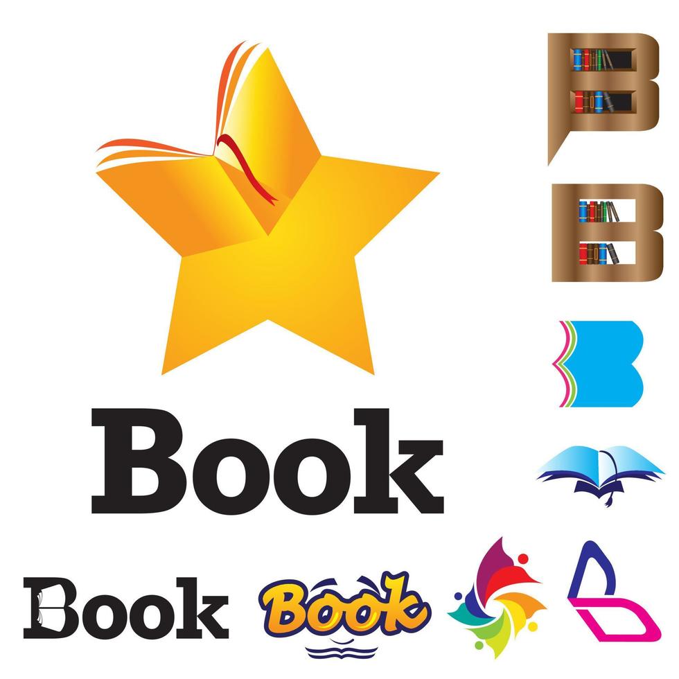 b logos e iconos, conjunto de temas de libros. vector