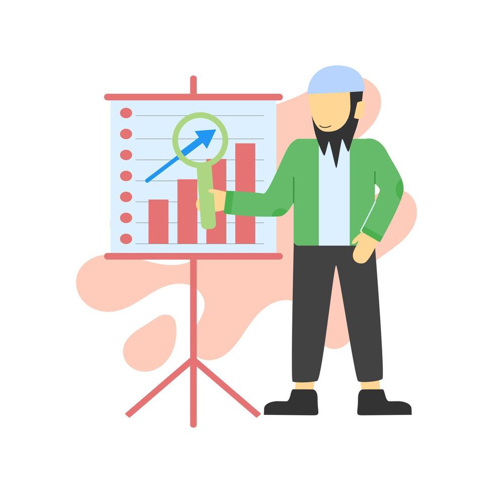 personaje de hombre de negocios musulmán. ilustración vectorial estilo de diseño plano vector