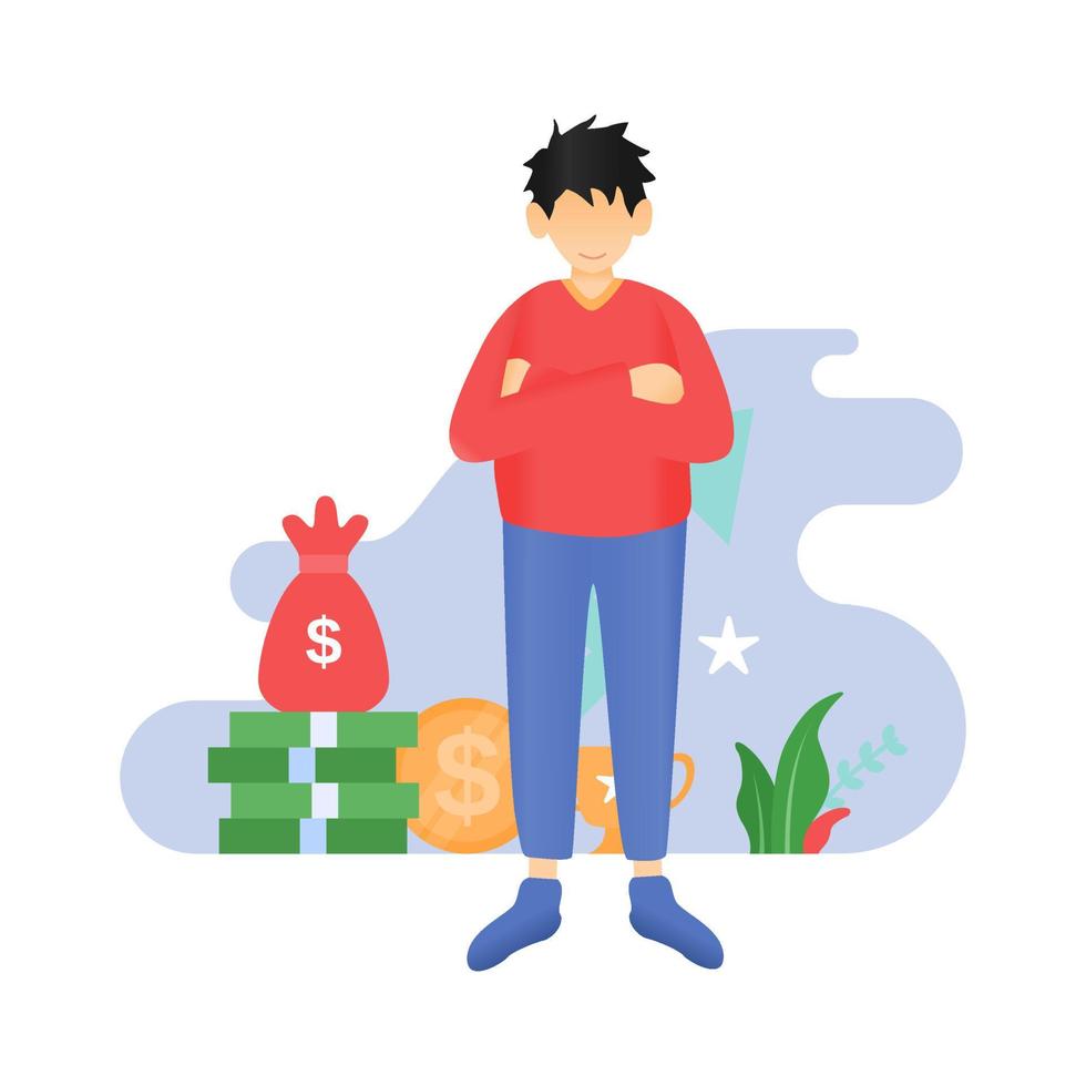 illustration character vector men have lots of money and awards