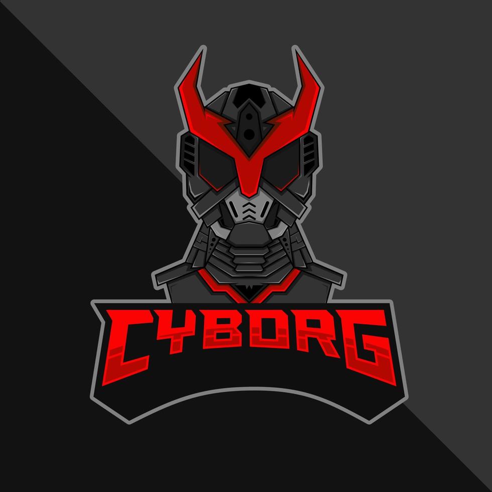 Cyborg Robot e-Sports Mascot Logo. Vector Illustration