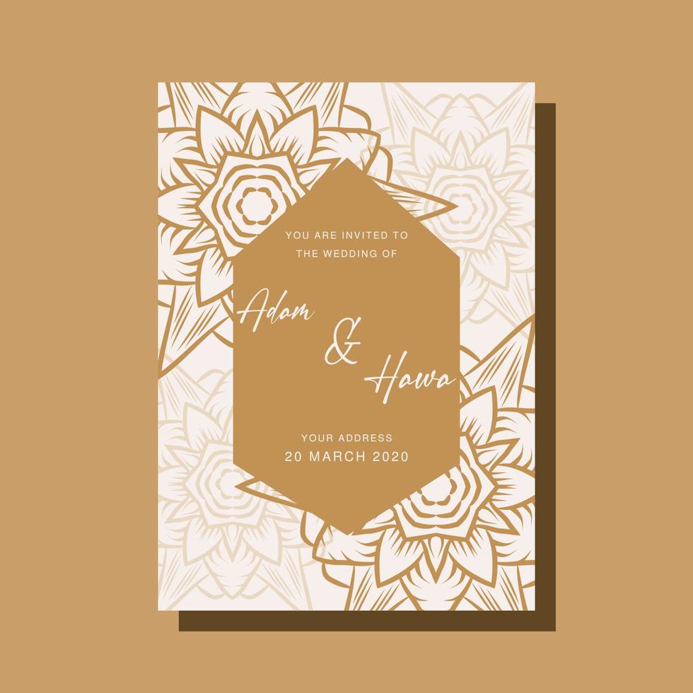 plantillas de tarjetas de invitación de boda con adornos de mandala vector