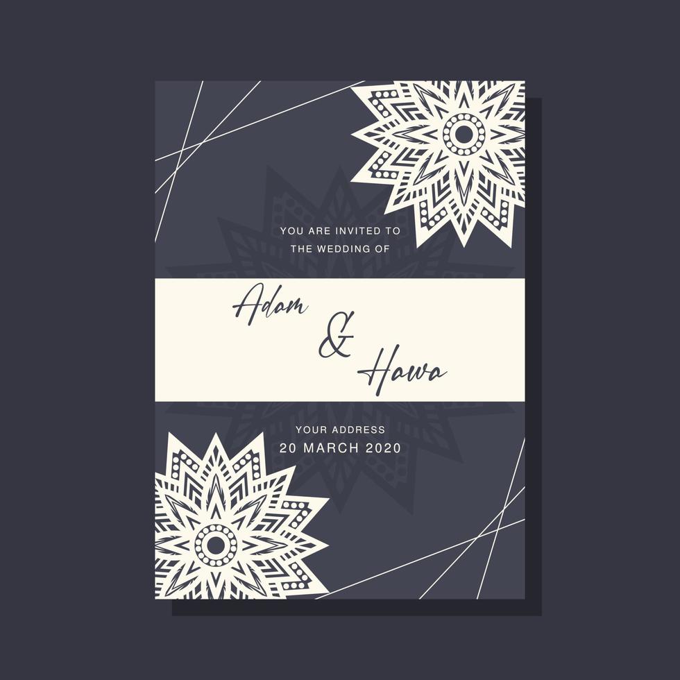 plantillas de tarjetas de invitación de boda con adornos de mandala vector