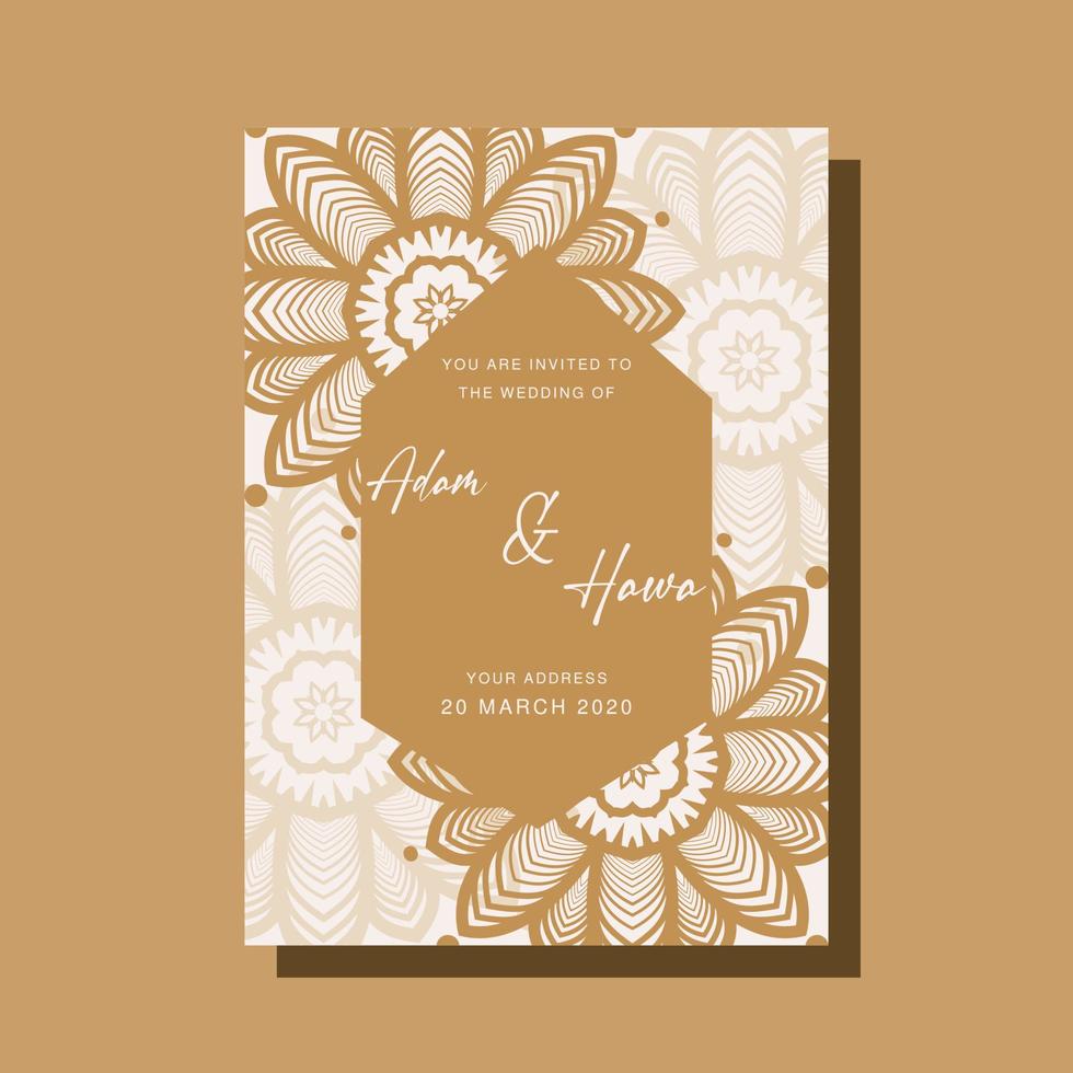 plantillas de tarjetas de invitación de boda con adornos de mandala vector