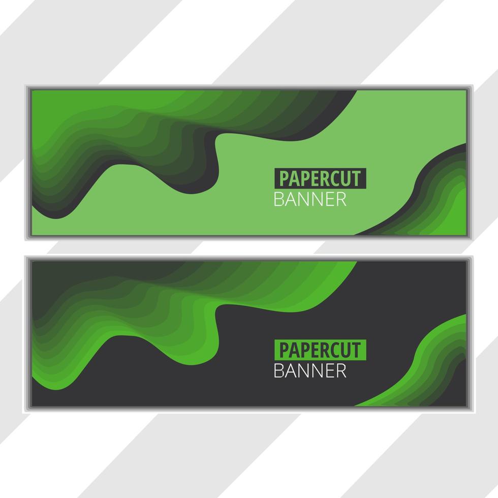 paper cut banner background with black and green color vector