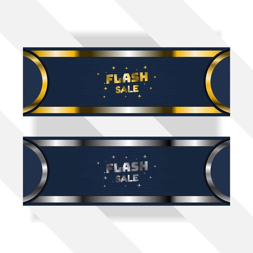 flash sale banner with gold and silver background style premium party vector