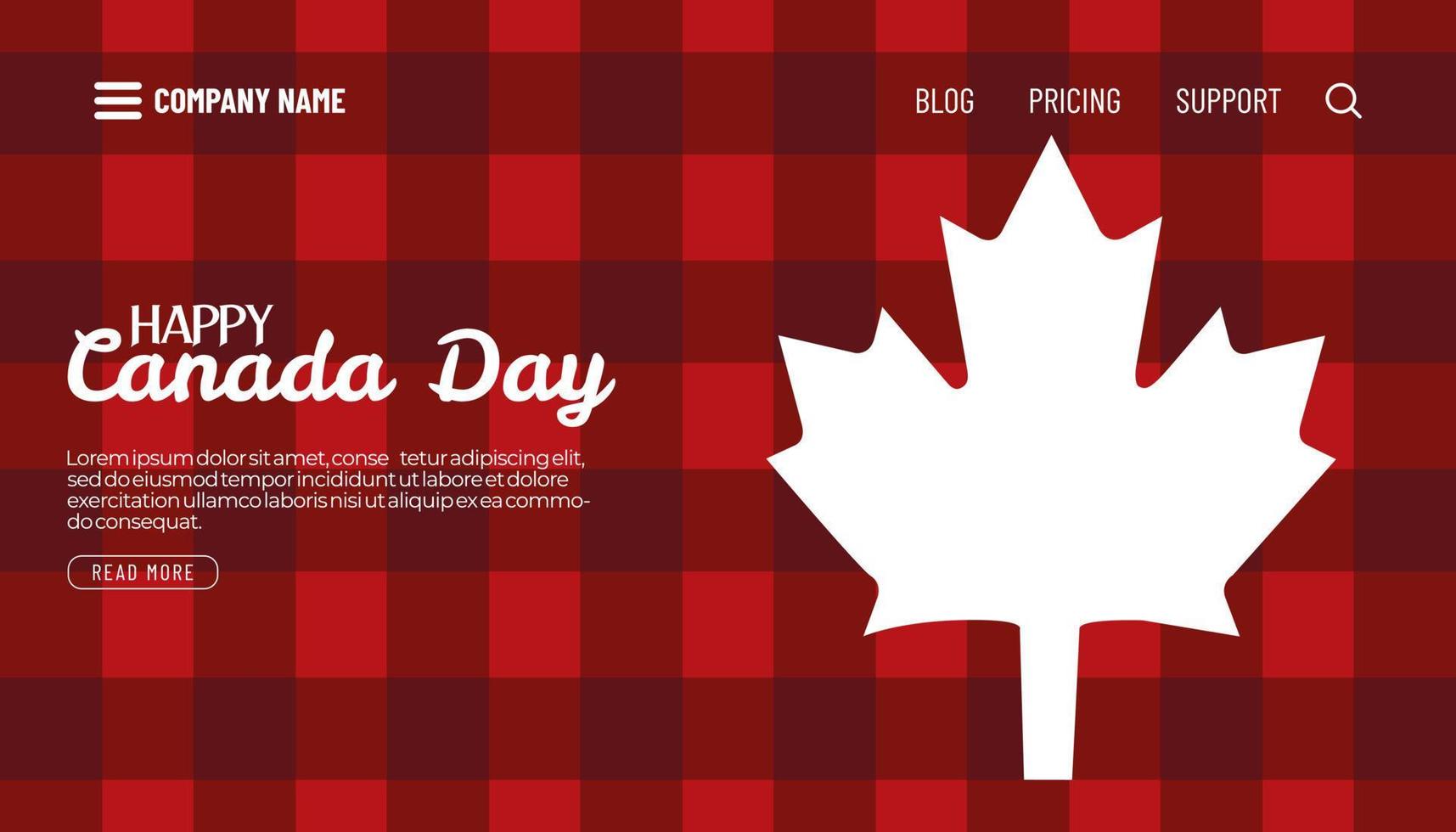 cartel del feliz día de canadá. 1 ° de julio. página de inicio de ilustración vectorial. Fondo de hojas de arce de Canadá. vector