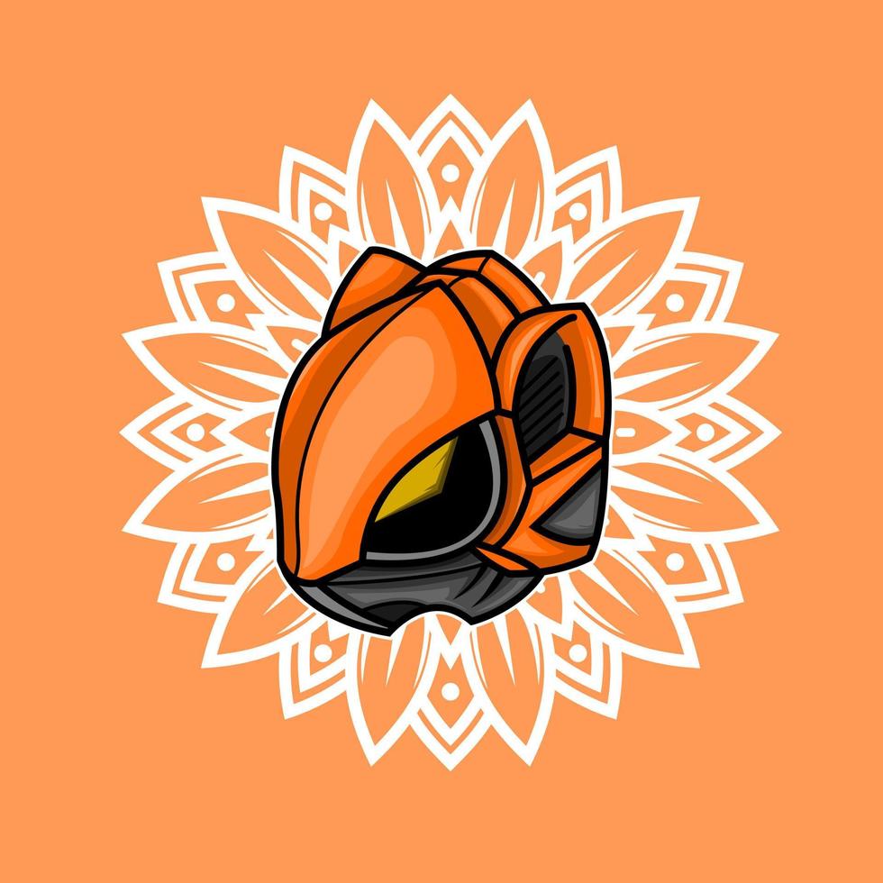 gráfico vectorial ilustrativo de la cabeza del robot ardilla en el fondo de los adornos de mandala, perfecto para el diseño de camisetas, adhesivos, afiches, mercancías y logotipo de deportes electrónicos vector