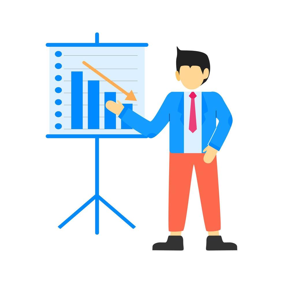 personaje de hombre de negocios haciendo una presentación. ilustración vectorial estilo de diseño plano vector