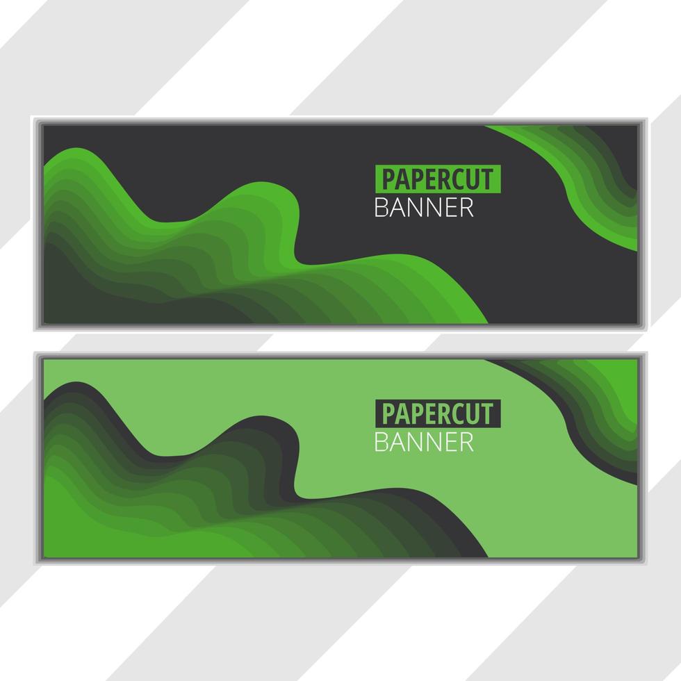 fondo de banner de corte de papel con color negro y verde vector