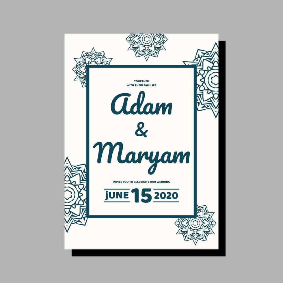 plantillas de tarjetas de invitación de boda con adornos de mandala vector