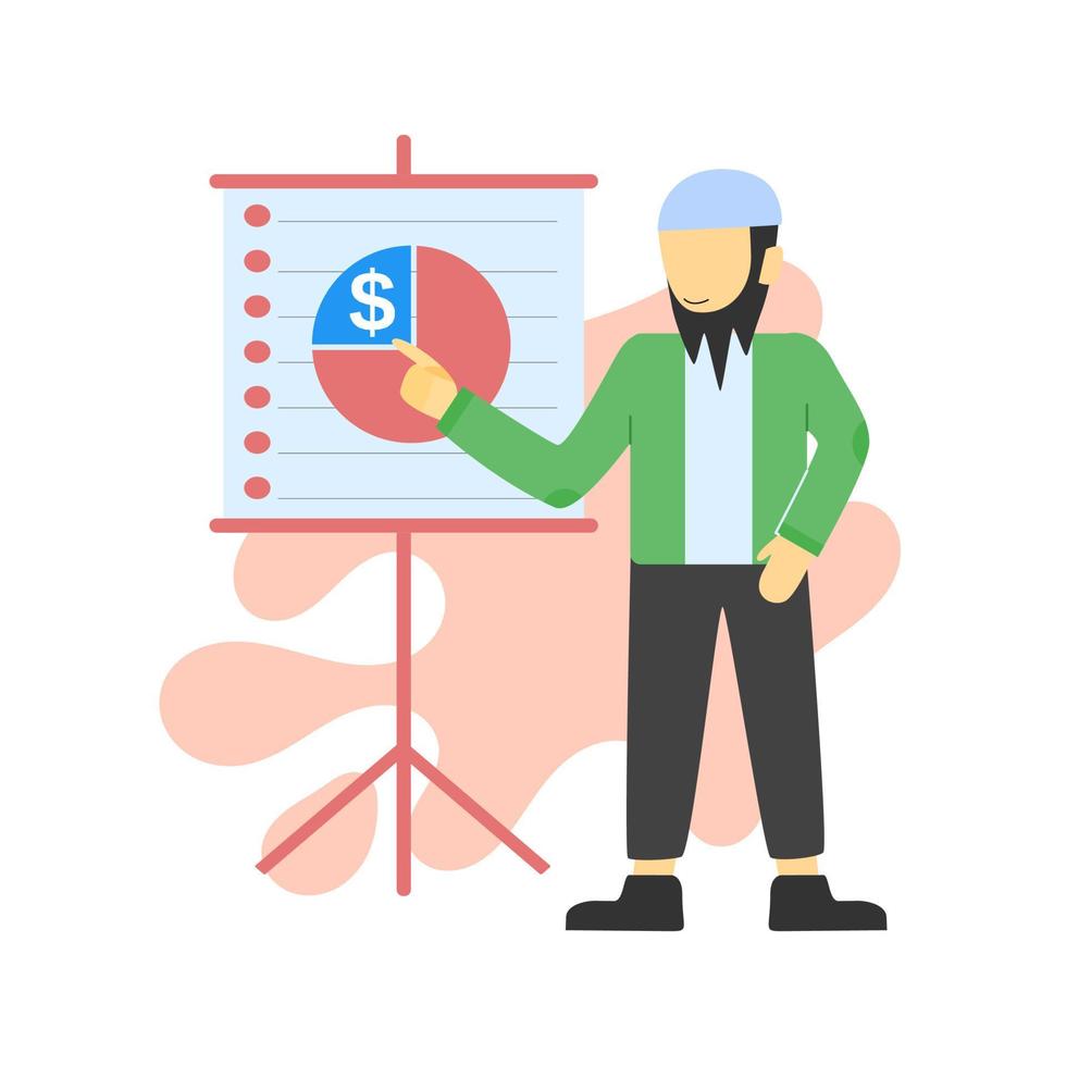 personaje de hombre de negocios musulmán. ilustración vectorial estilo de diseño plano vector