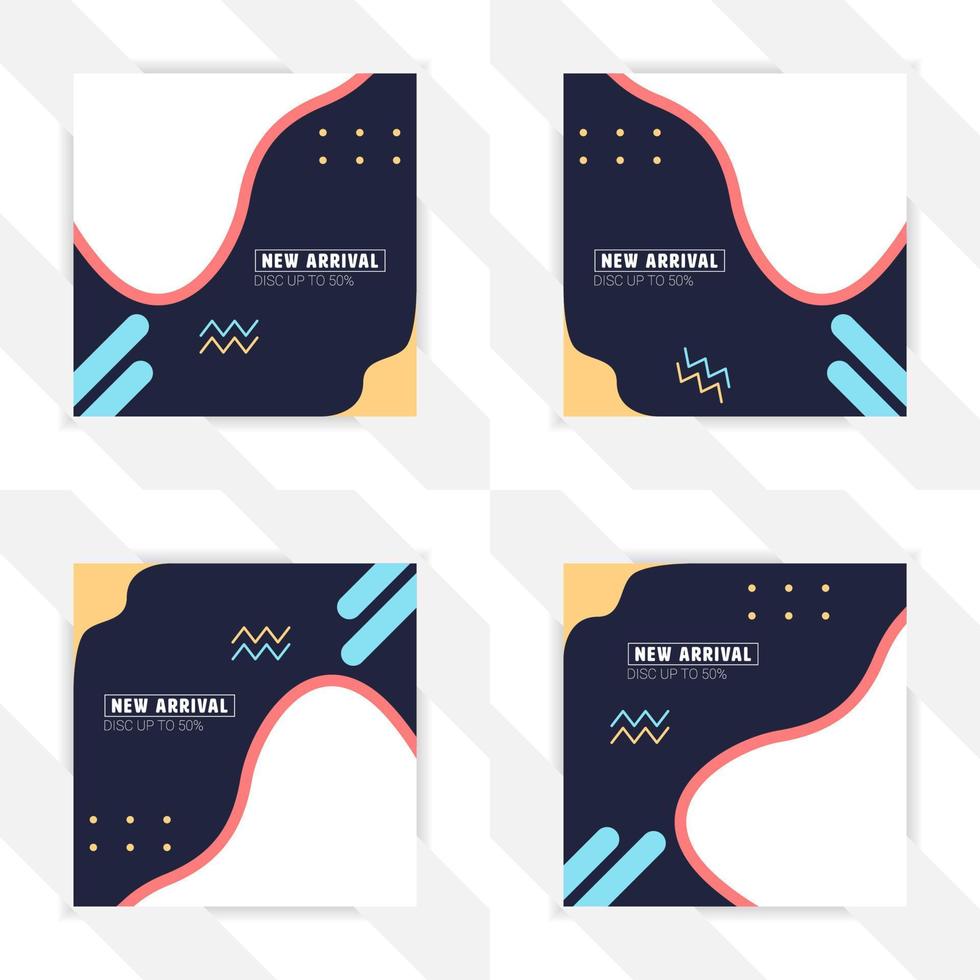 bundle of square media social templates vector