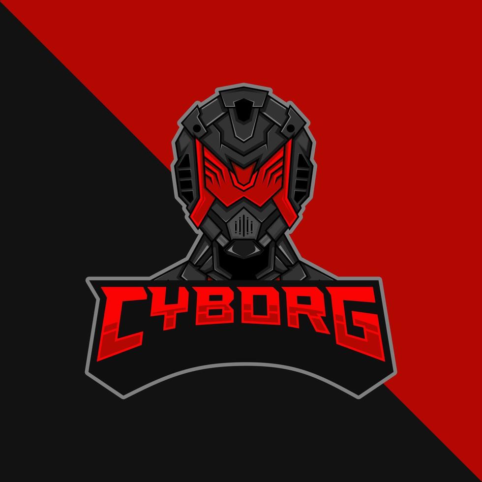 Cyborg Robot e-Sports Mascot Logo. Vector Illustration