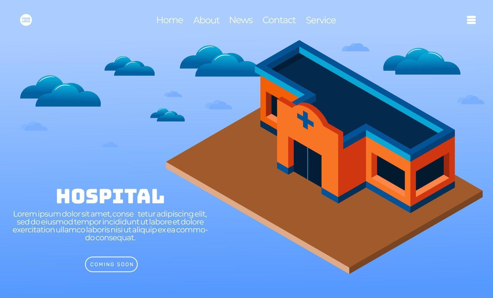 Illustration vector graphic of hospital building. isometric style. Perfect for web landing page, banner, poster, etc.