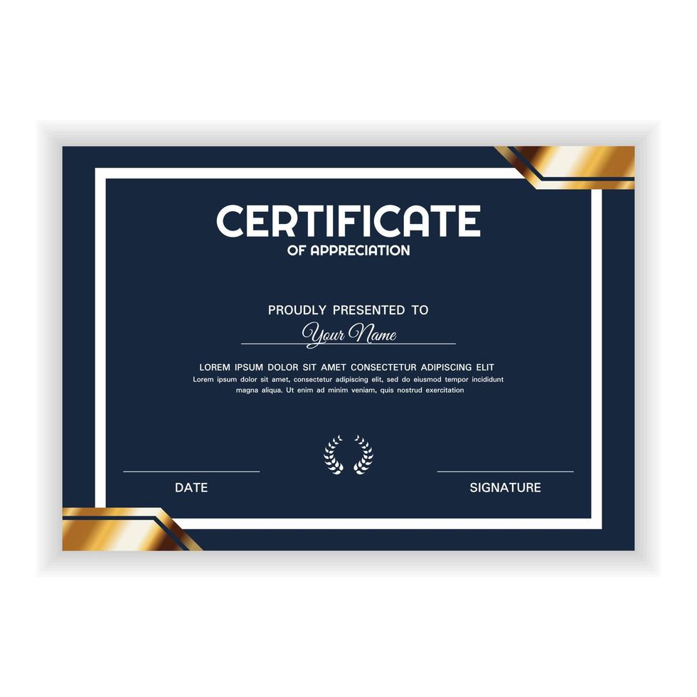 plantilla de premio de certificado de reconocimiento de oro creativo vector