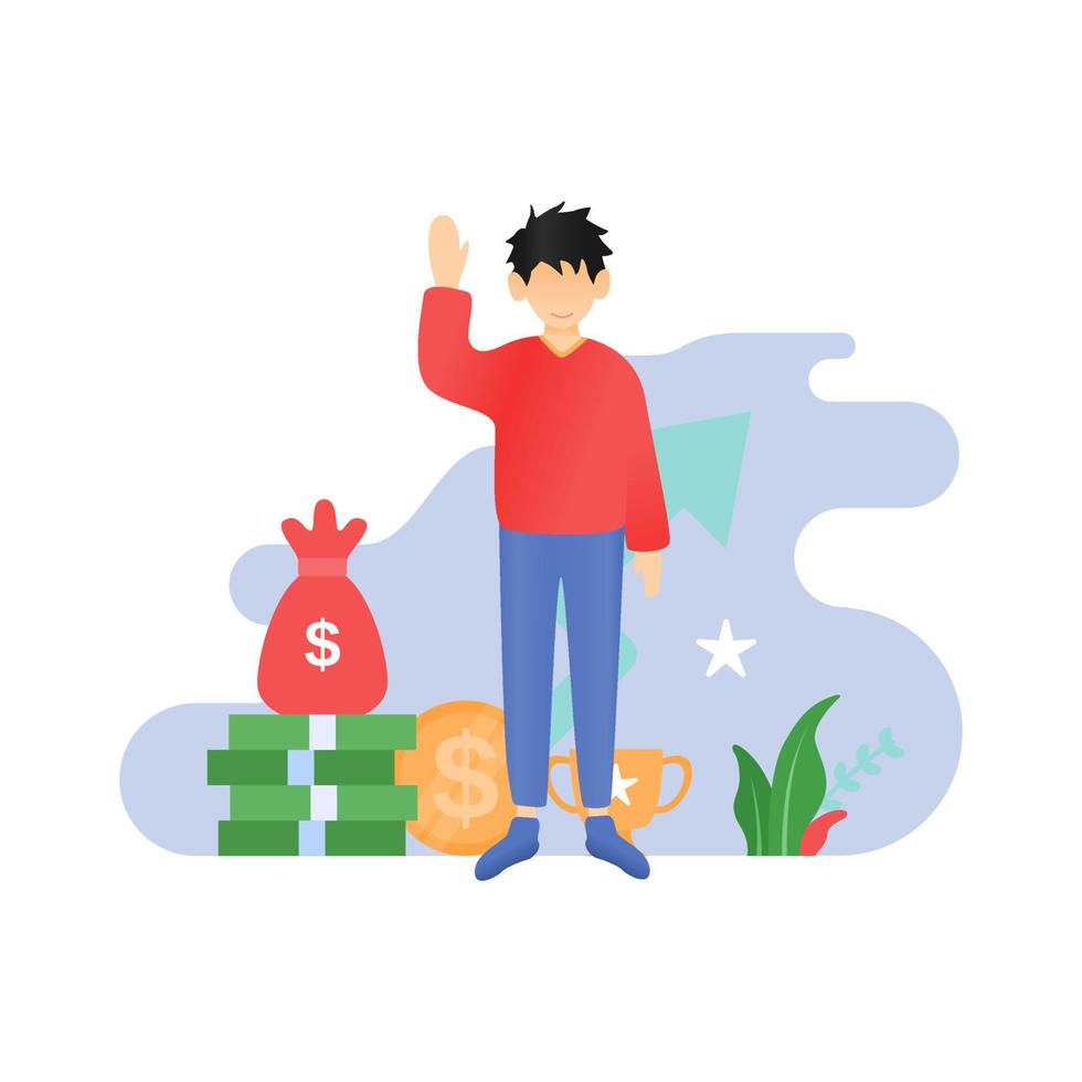 illustration character vector men have lots of money and awards