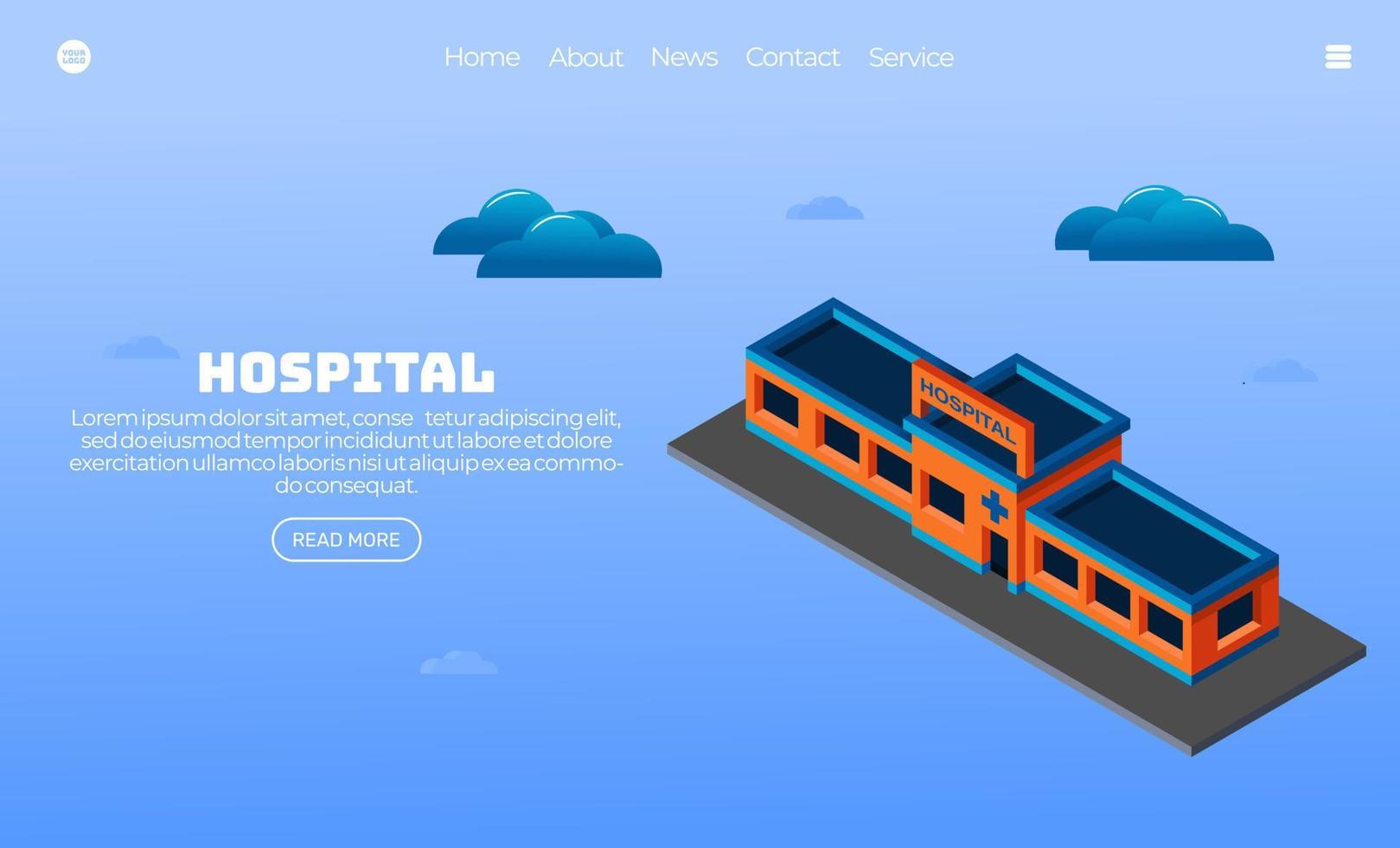 Illustration vector graphic of flying hospital building. isometric style. Perfect for web landing page, banner, poster, etc.