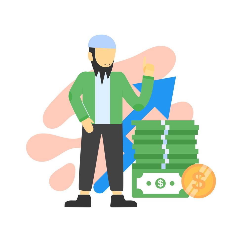 personaje de hombre de negocios musulmán. ilustración vectorial estilo de diseño plano vector