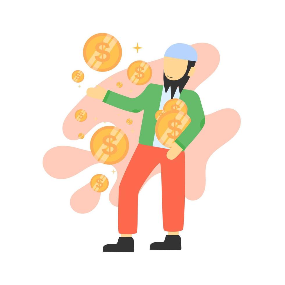 muslim Businessman character. Vector illustration. Flat design style