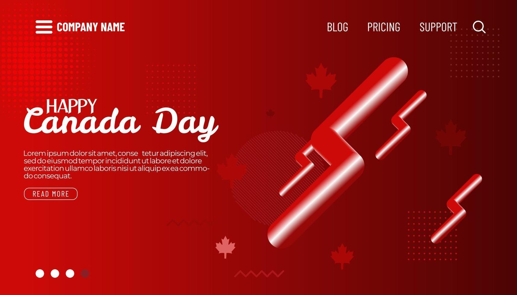 Happy Canada Day poster. 1st july. Vector illustration landing page. Canada Maple leaves background.