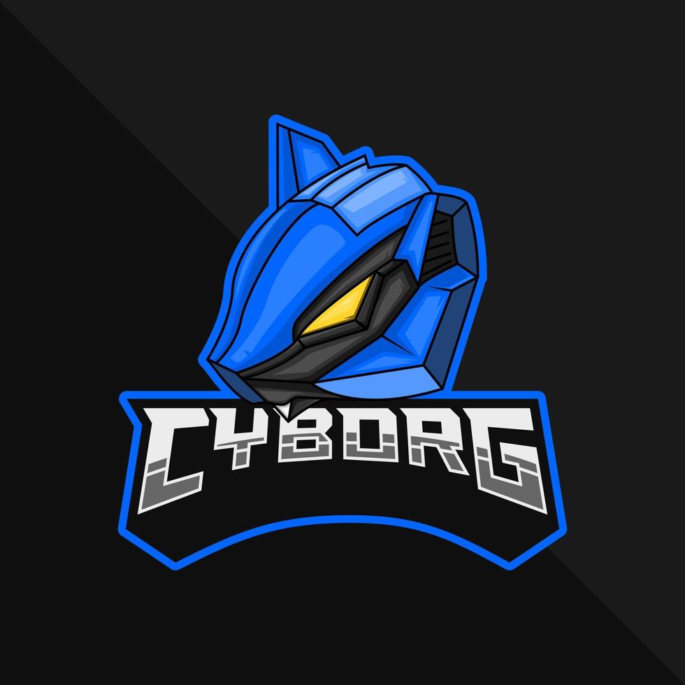 Cyborg Robot e-Sports Mascot Logo. Vector Illustration