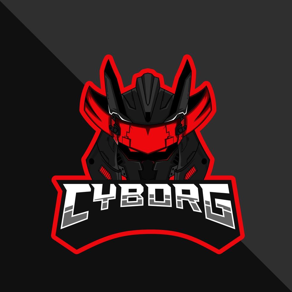 Cyborg Robot e-Sports Mascot Logo. Vector Illustration