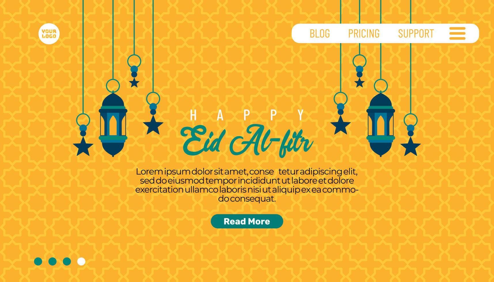 happy eid al fitr background. template for banner, flyer, landing page, etc. vector illustration