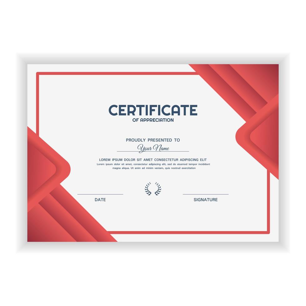 Creative Certificate of Appreciation Award Template with gradient color vector