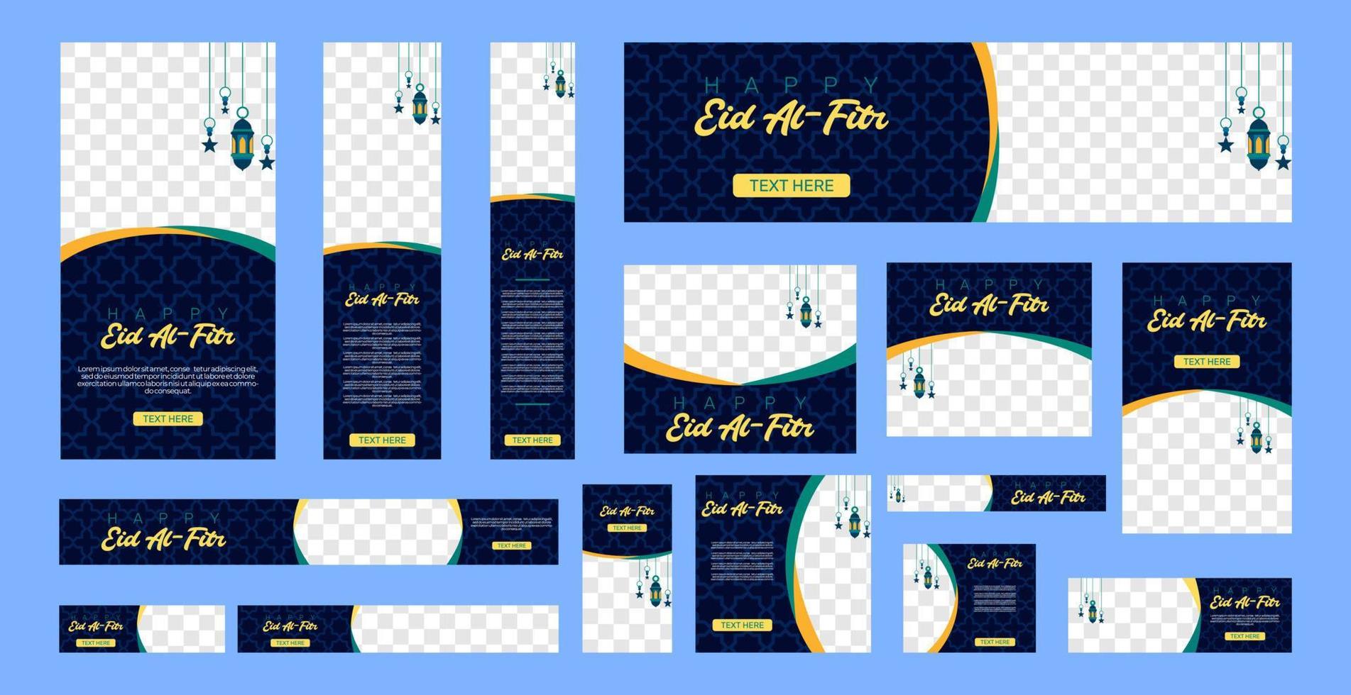 set of creative web banners of standard size with a place for photos. Eid Al Fitr Background.  Business ad banner. Vertical, horizontal and square template. vector illustration EPS 10