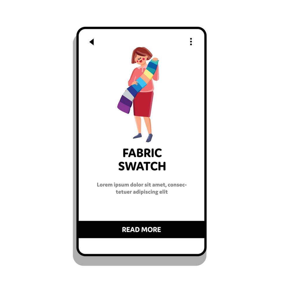 Fabric Swatch Holding Client Woman In Shop Vector