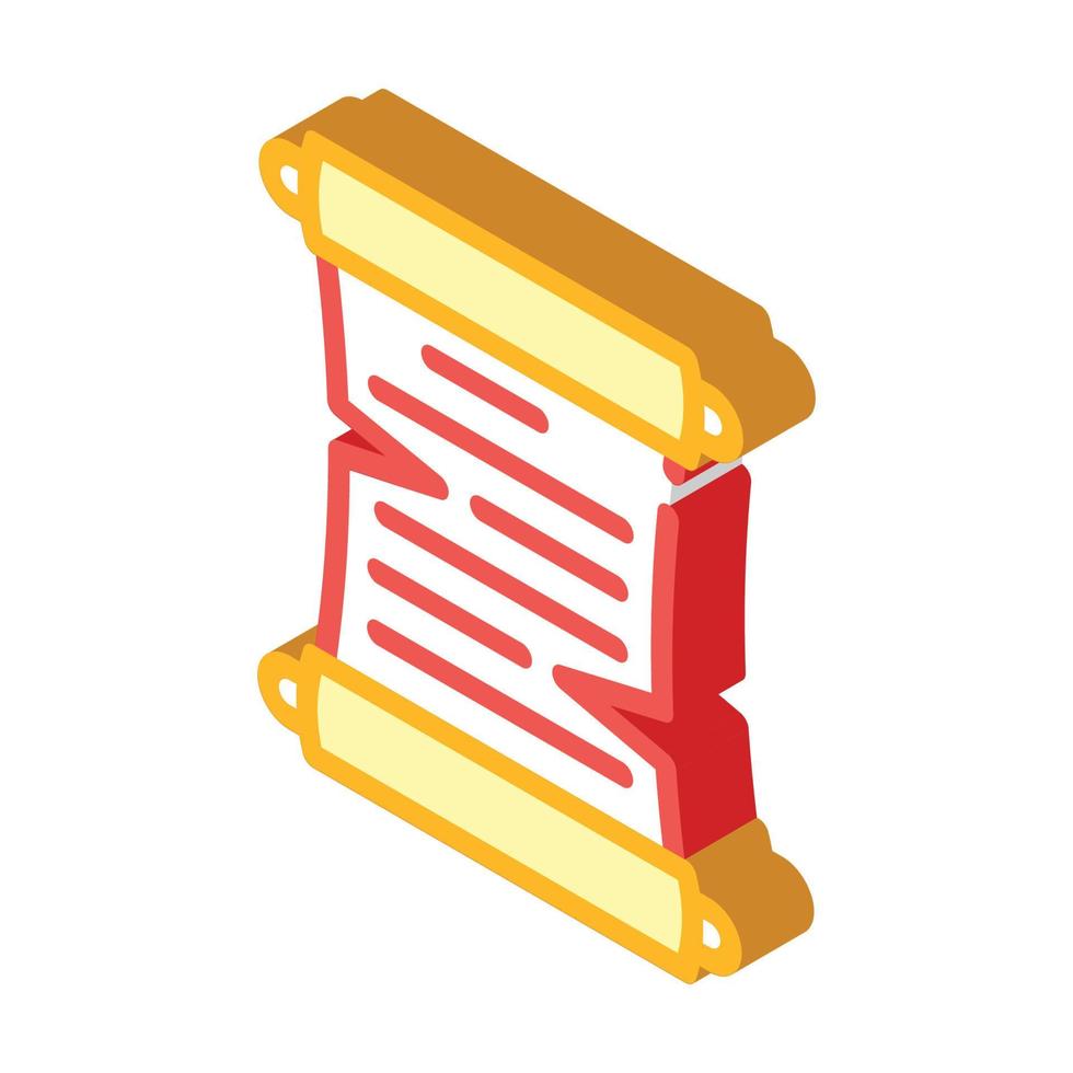 paper scroll isometric icon vector sign illustration