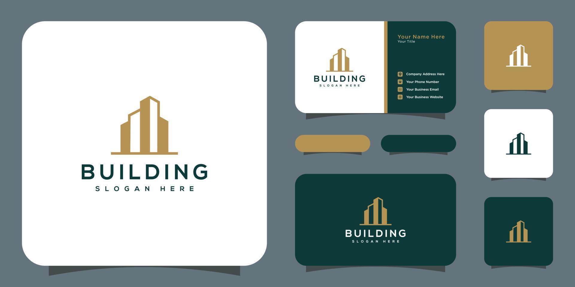building real estate logo vector design and business card