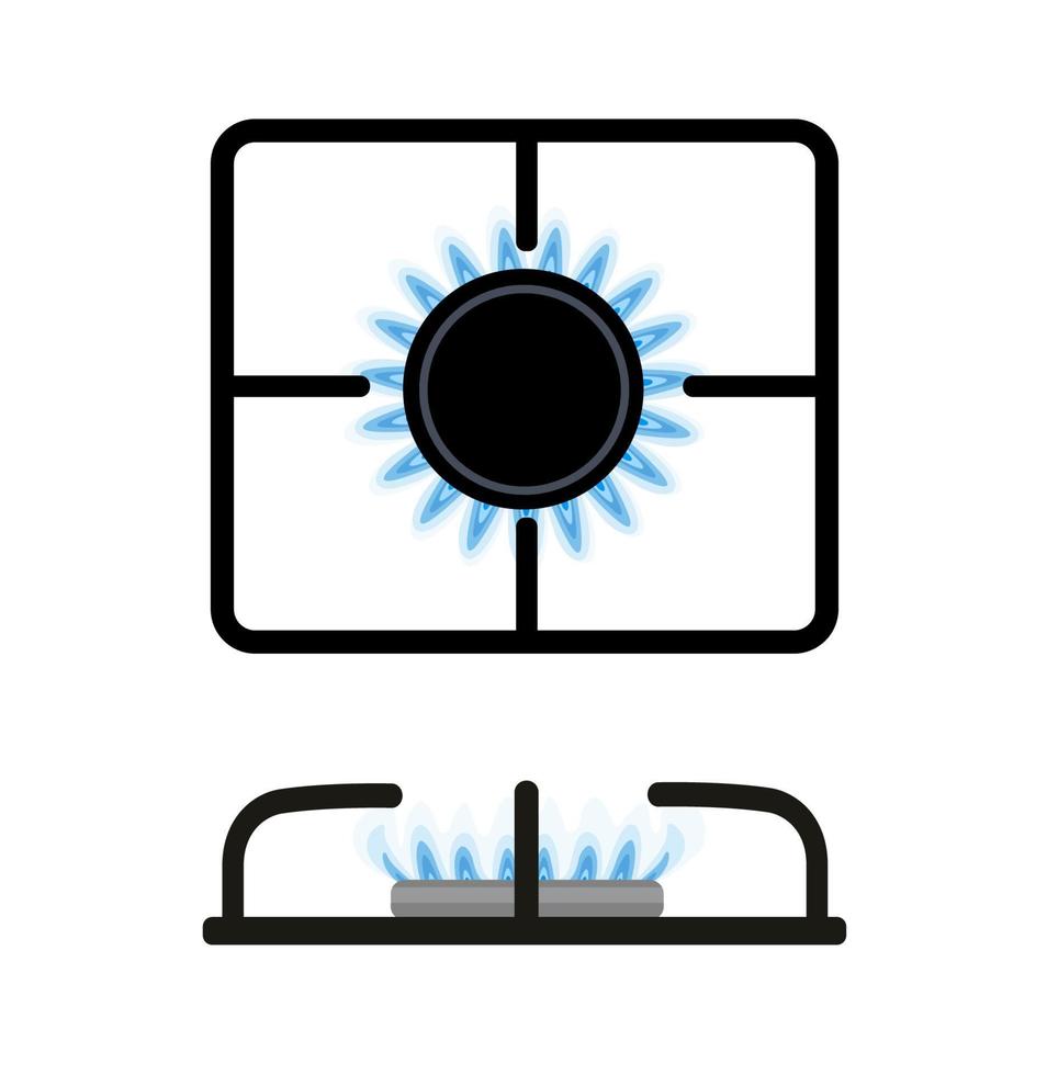 Gas burner vector icons on white background.