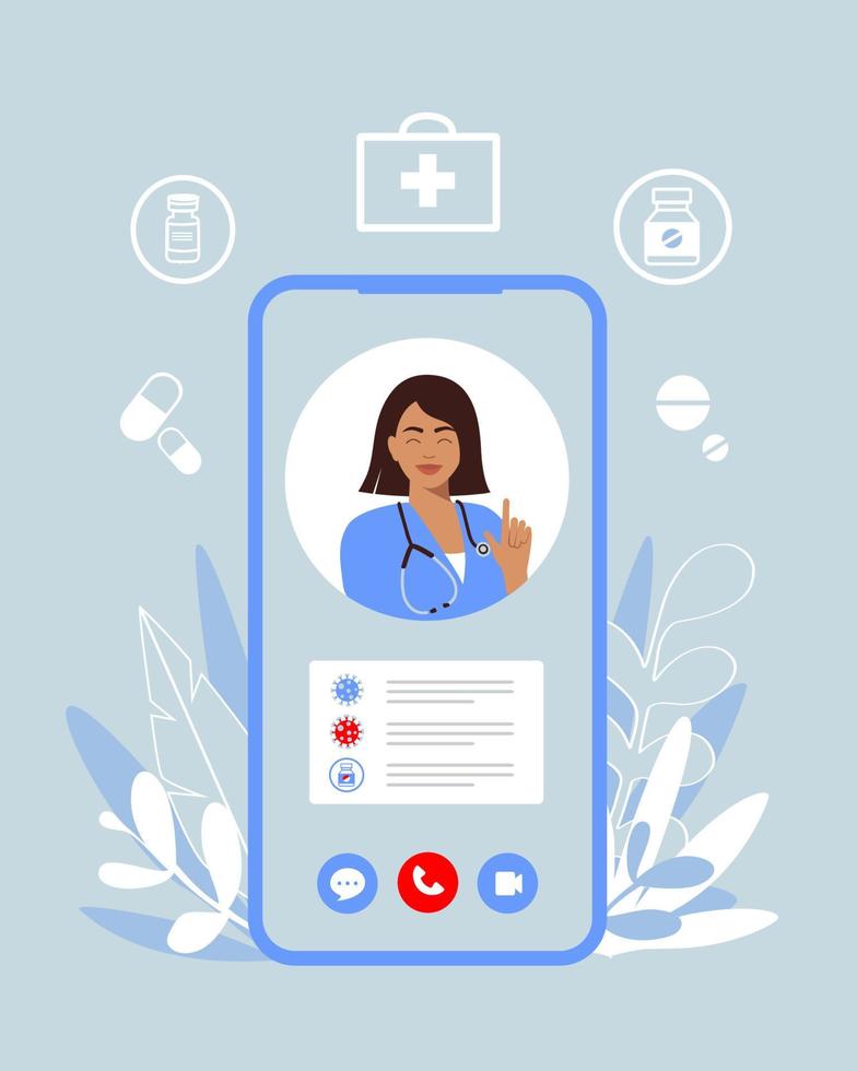 Online consultation. Online doctor consultation technology in smartphone. vector