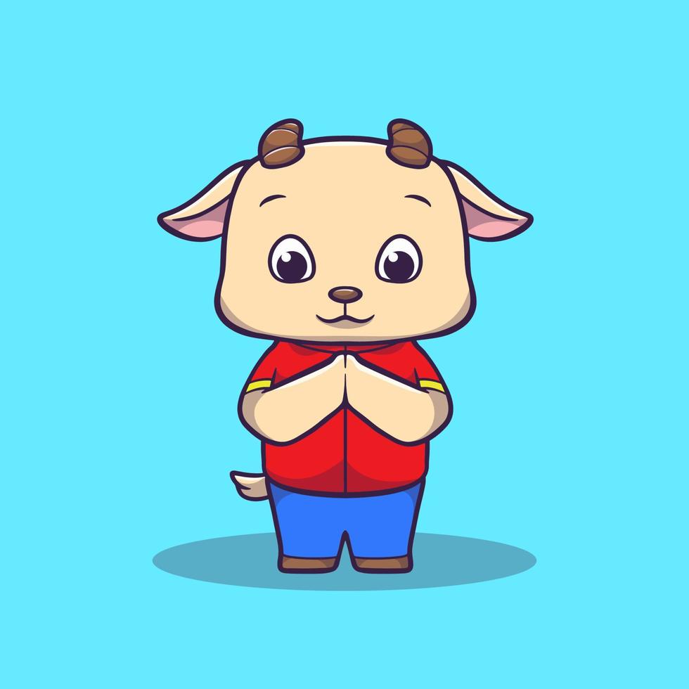 Cute illustration of goat smiling for the blessed Eid al-Adha mascot cartoon vector