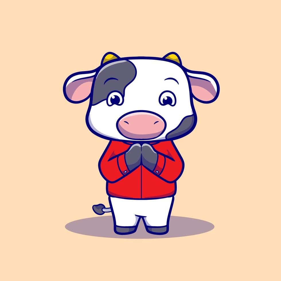 Cute illustration of cow smiling for the blessed Eid al-Adha mascot cartoon vector