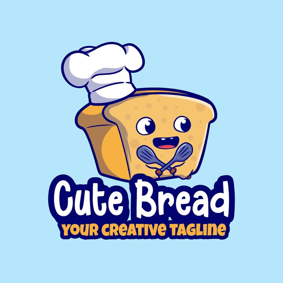 mascot logo Donut feeling happy wearing a white chef hat for restaurant branding vector