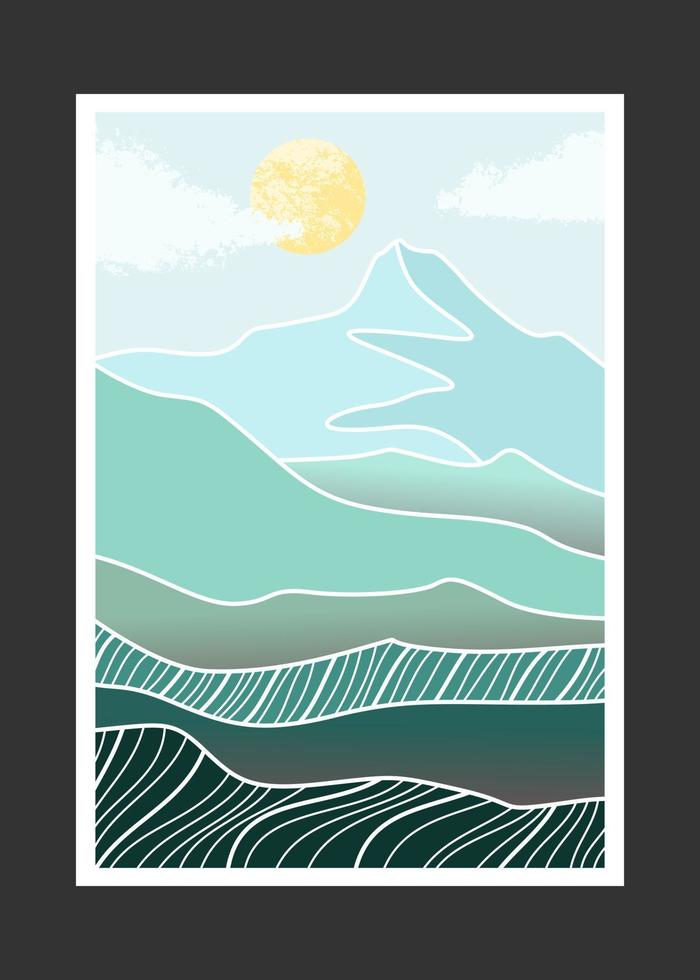 Abstract mountain painting, Abstract background, Premium Vector