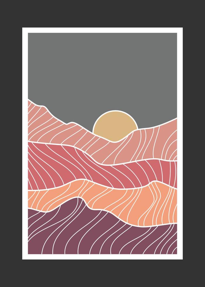 Abstract mountain painting, Abstract background, Premium Vector