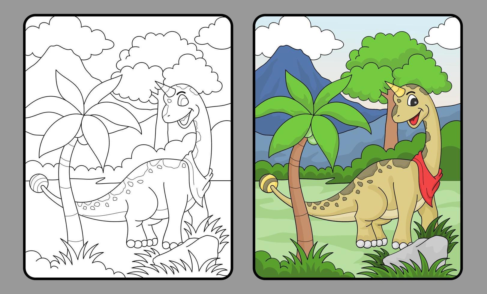 dinosaur coloring book or page, education for children vector