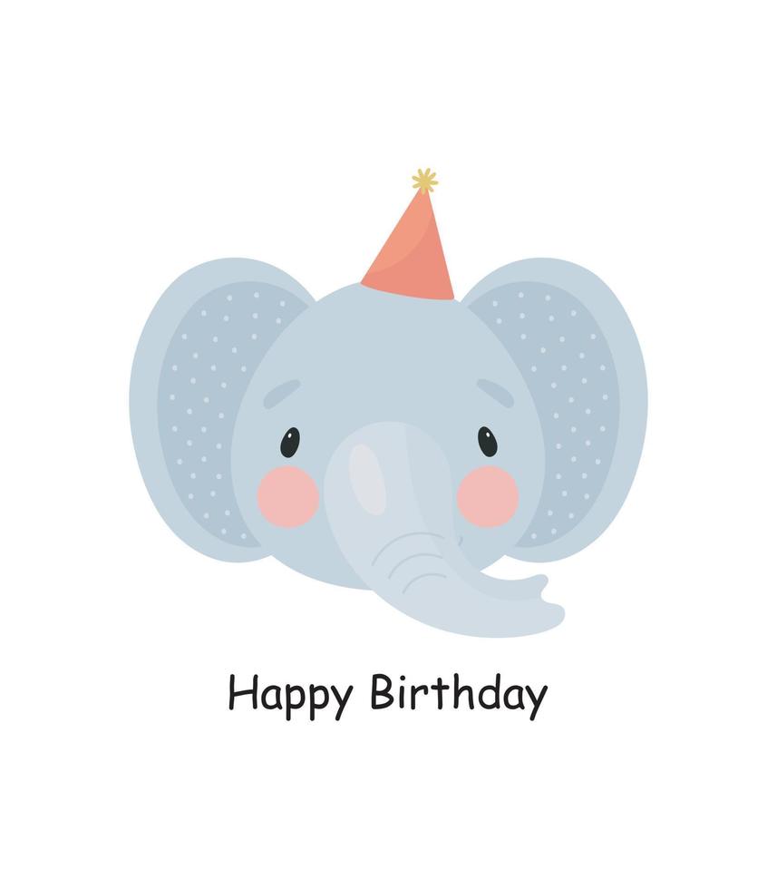 Cute Elephant. Cartoon style. Vector illustration. For card, posters, banners, children books, printing on the pack, printing on clothes, fabric, wallpaper, textile or dishes.