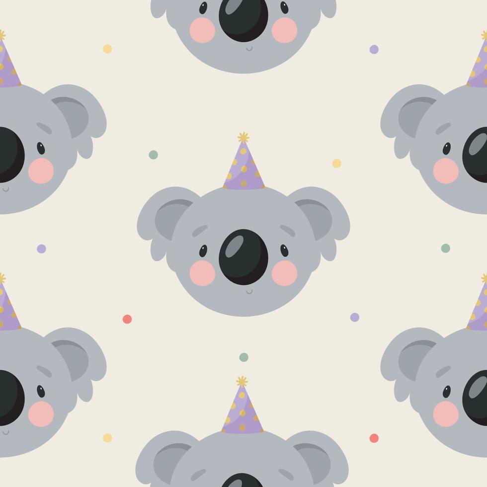 Pattern with Cute Koala. Illustration in vector. For greeting card, posters, banners, the card or stick, printing on the pack, printing on clothes, fabric, wallpaper. vector