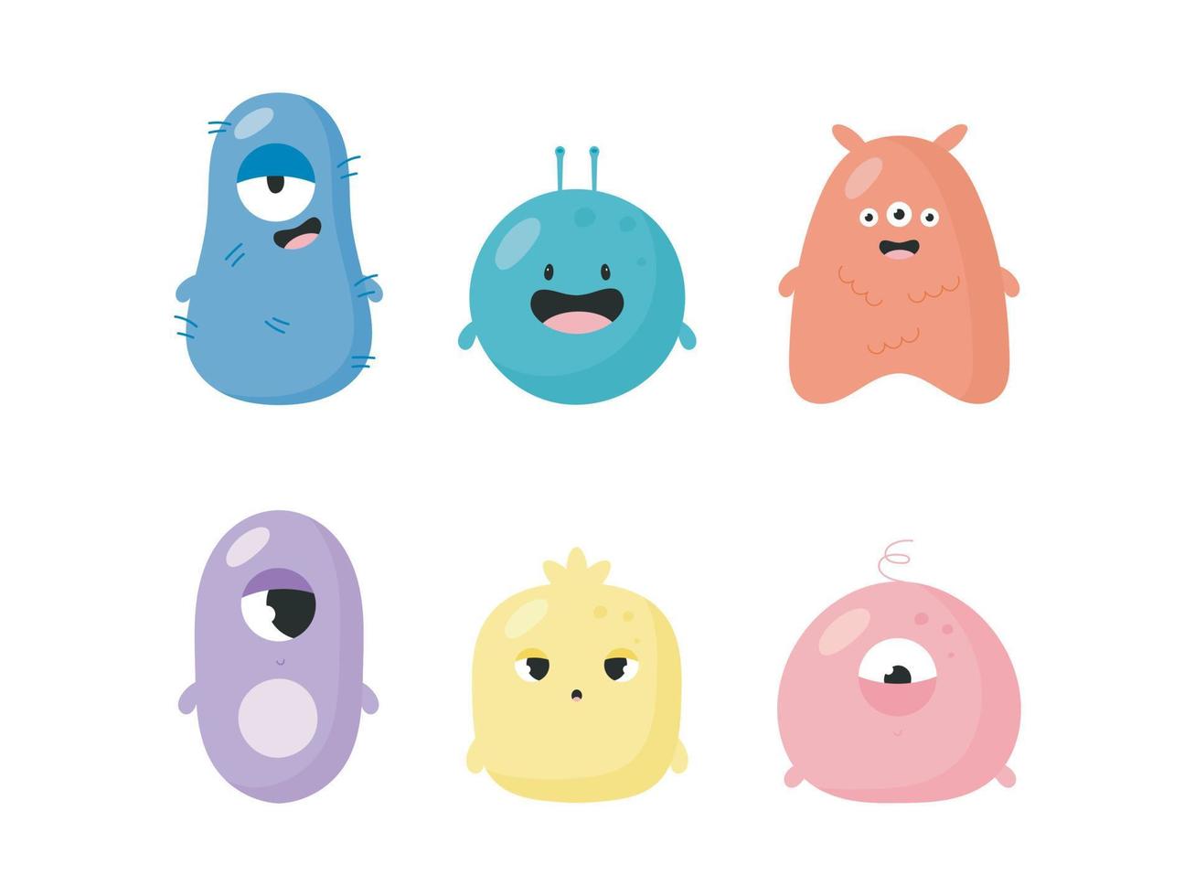 Cute Monsters. Vector illustration in cartoon style. For card, posters, banners, books and print for clothes, t shirt, icons.