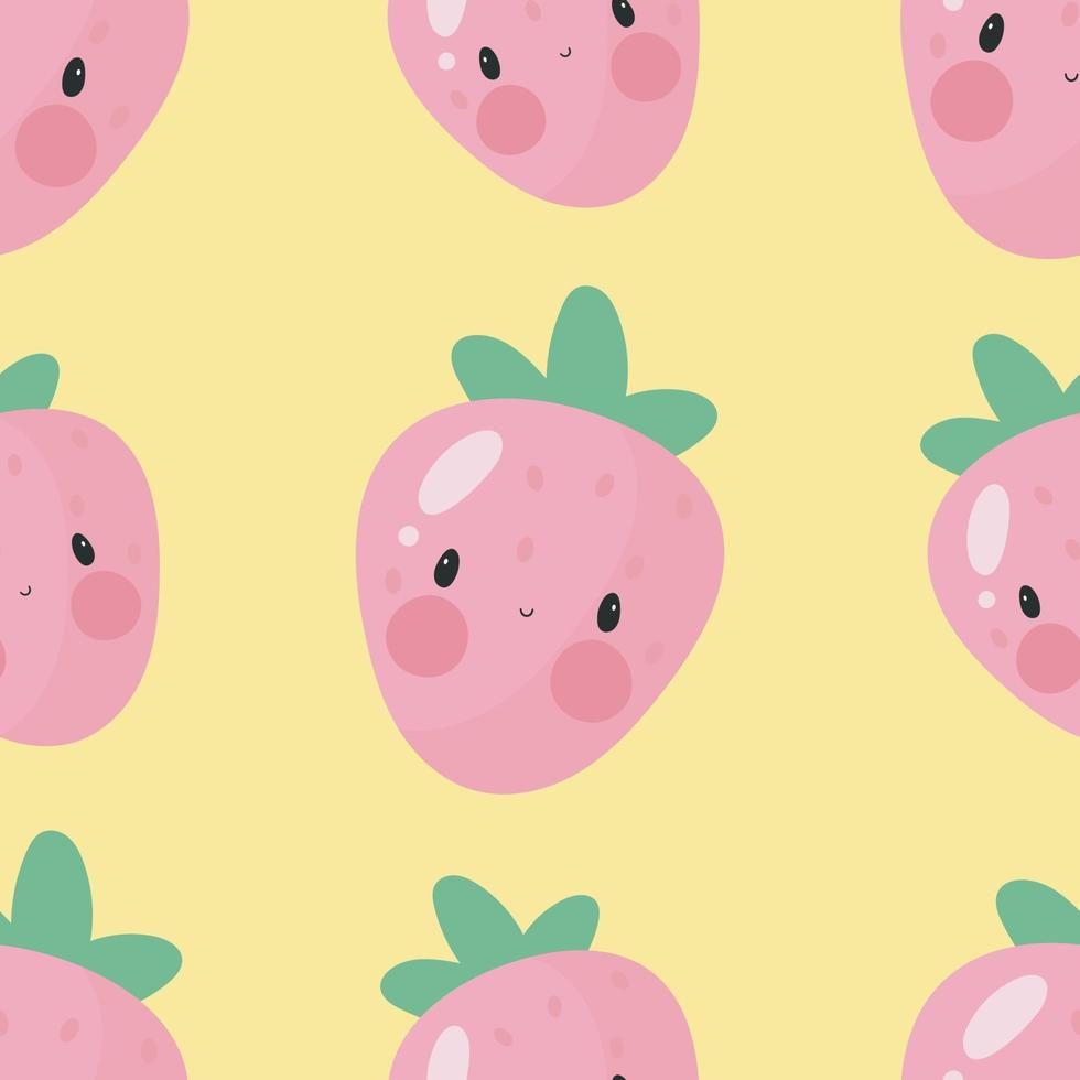 Seamless Pattern with Strawberry. Vector illustration. For greeting card, posters, banners, the card, printing on the pack, printing on clothes, fabric, wallpaper.