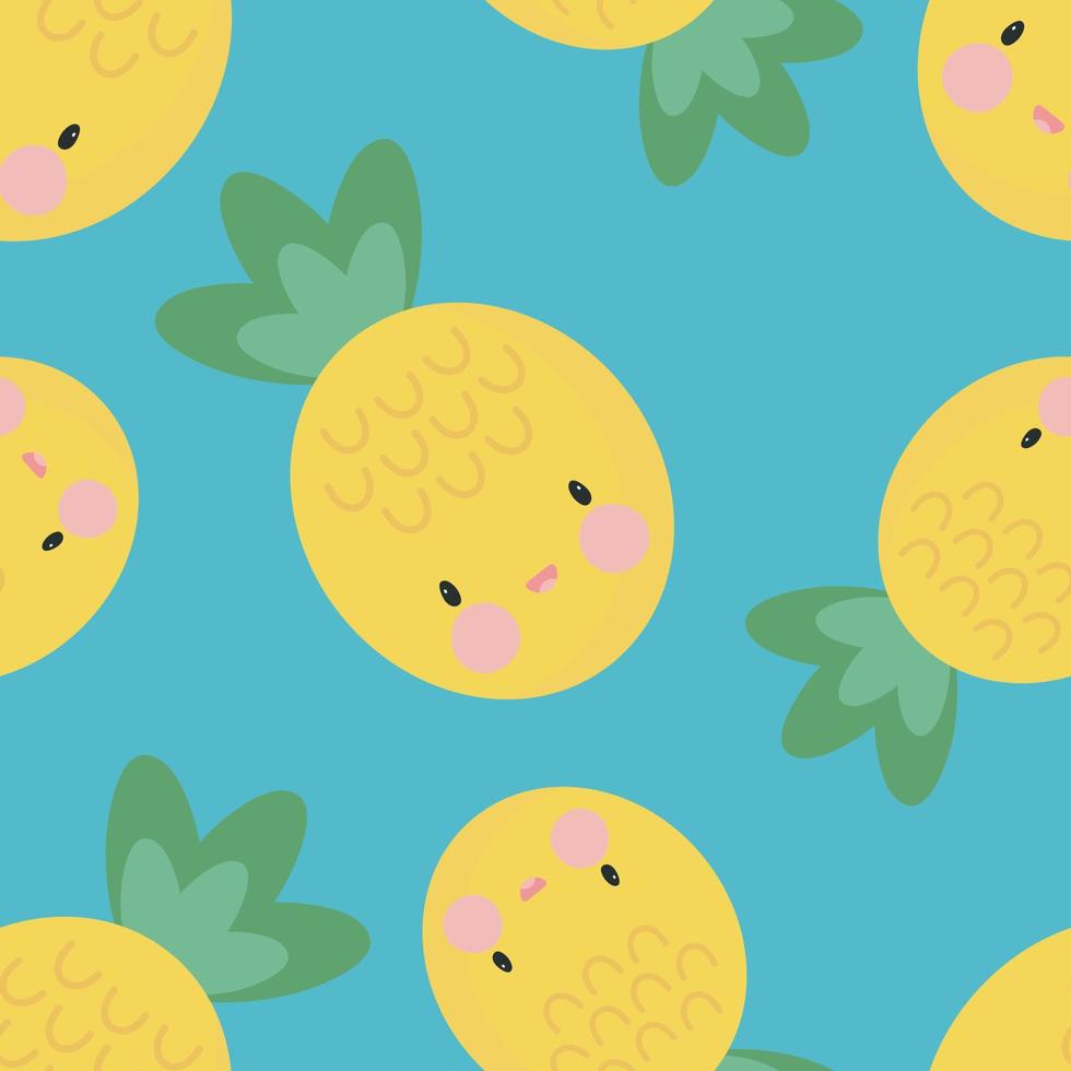 Seamless Pattern with Pineapple. Vector illustration. For greeting card, posters, banners, the card, printing on the pack, printing on clothes, fabric, wallpaper.