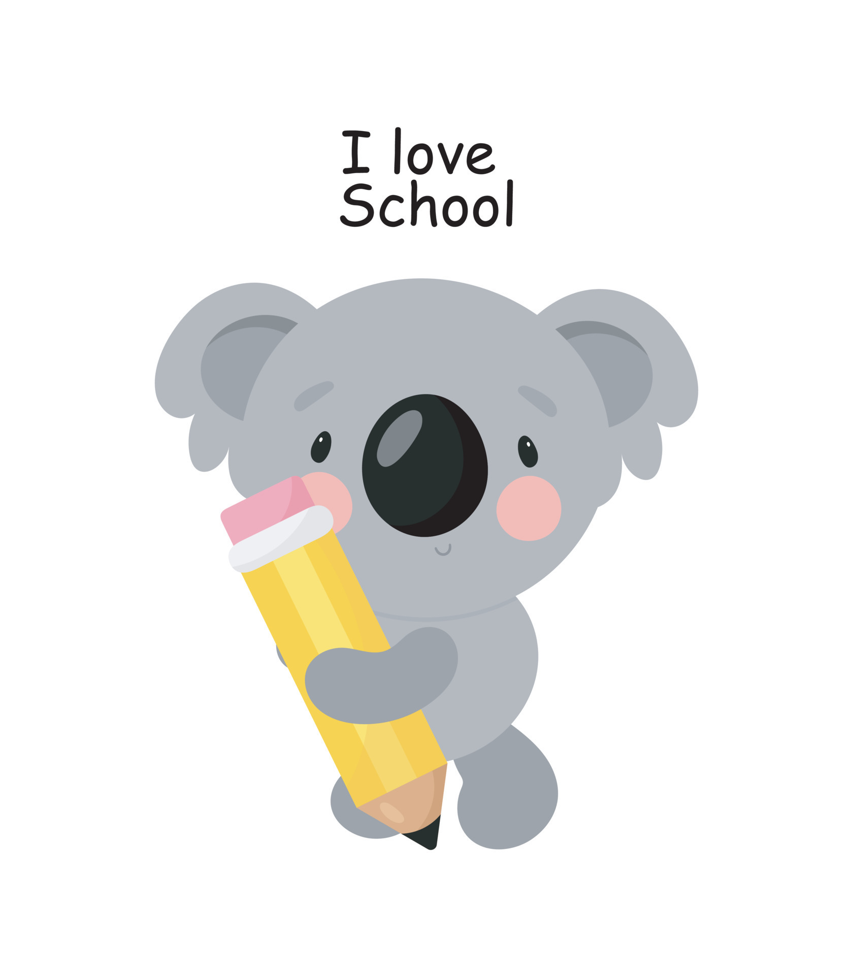 Cute Koala with pencil. Cartoon style. Vector illustration. For ...