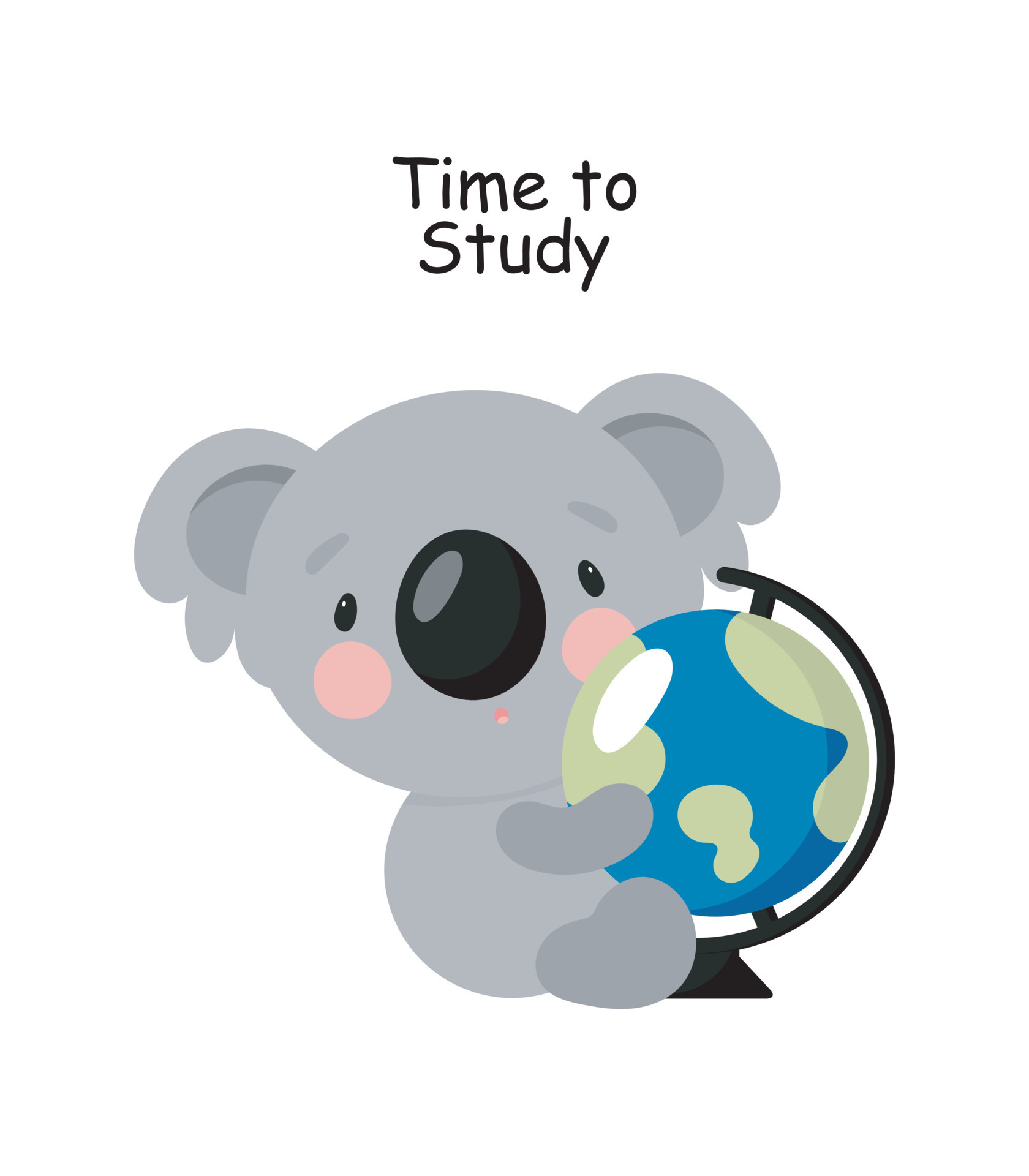 Cute Koala with globe. Cartoon style. Vector illustration. For ...